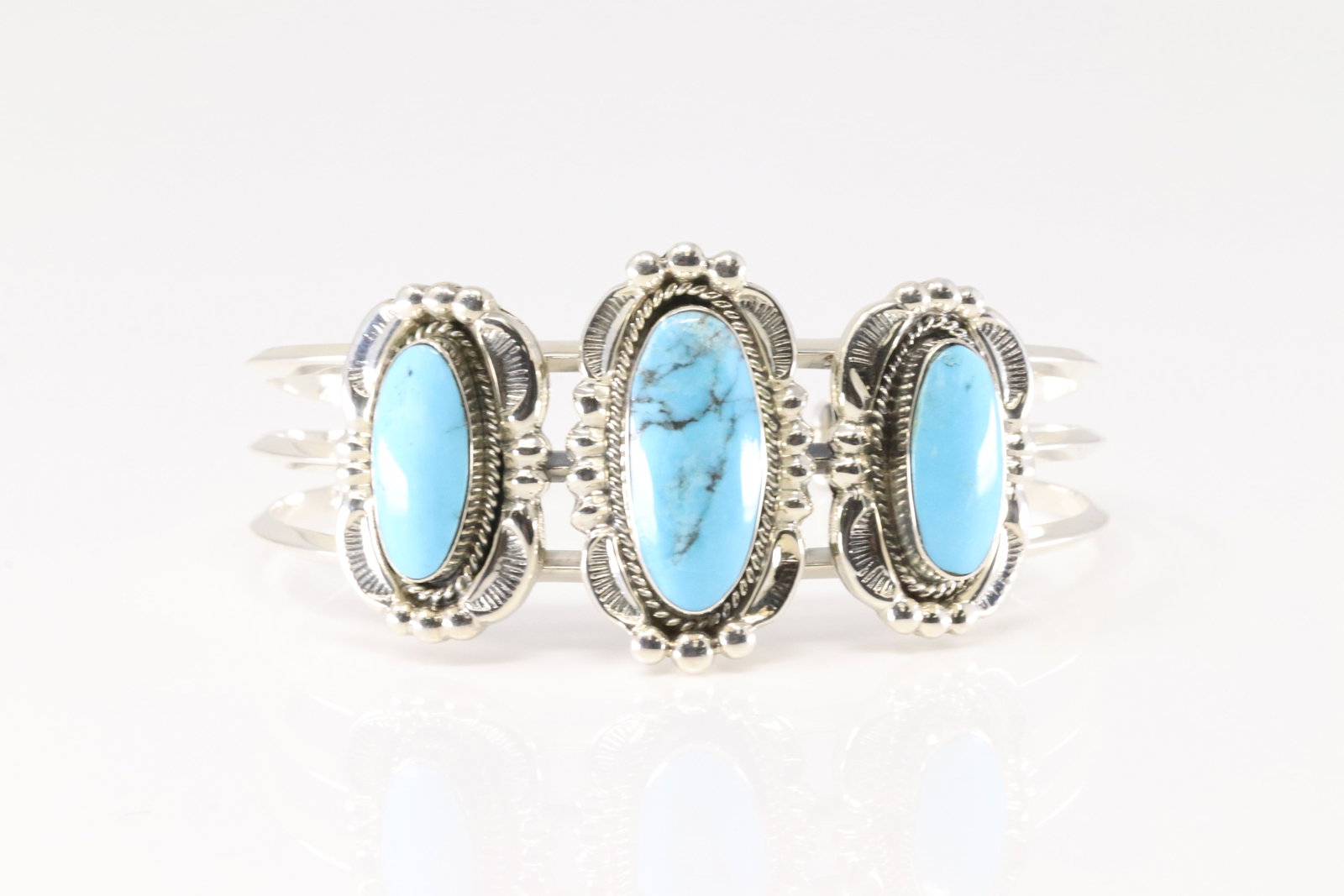 Native America Navajo Sterling Silver Turquoise Bracelet Cuff By Irvin Tsosie.: This is a Native America Navajo Sterling Silver Turquoise Bracelet Cuff By Irvin Tsosie.