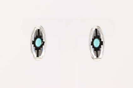 Native America Navajo Sterling Silver Turquoise Post Earring's By Felix Perry.