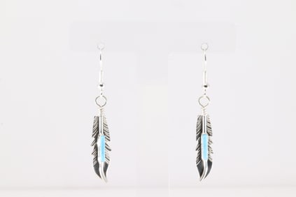 Native America Navajo Sterling Silver Turquoise Dangling Earring's By Berney.