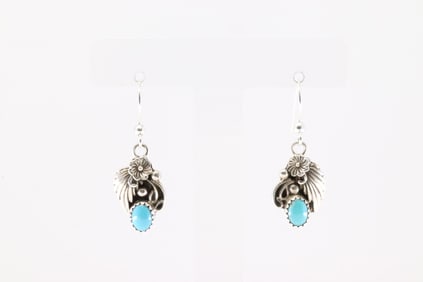 Native America Navajo Sterling Silver Turquoise Dangling Earring's By Jamson Belin.