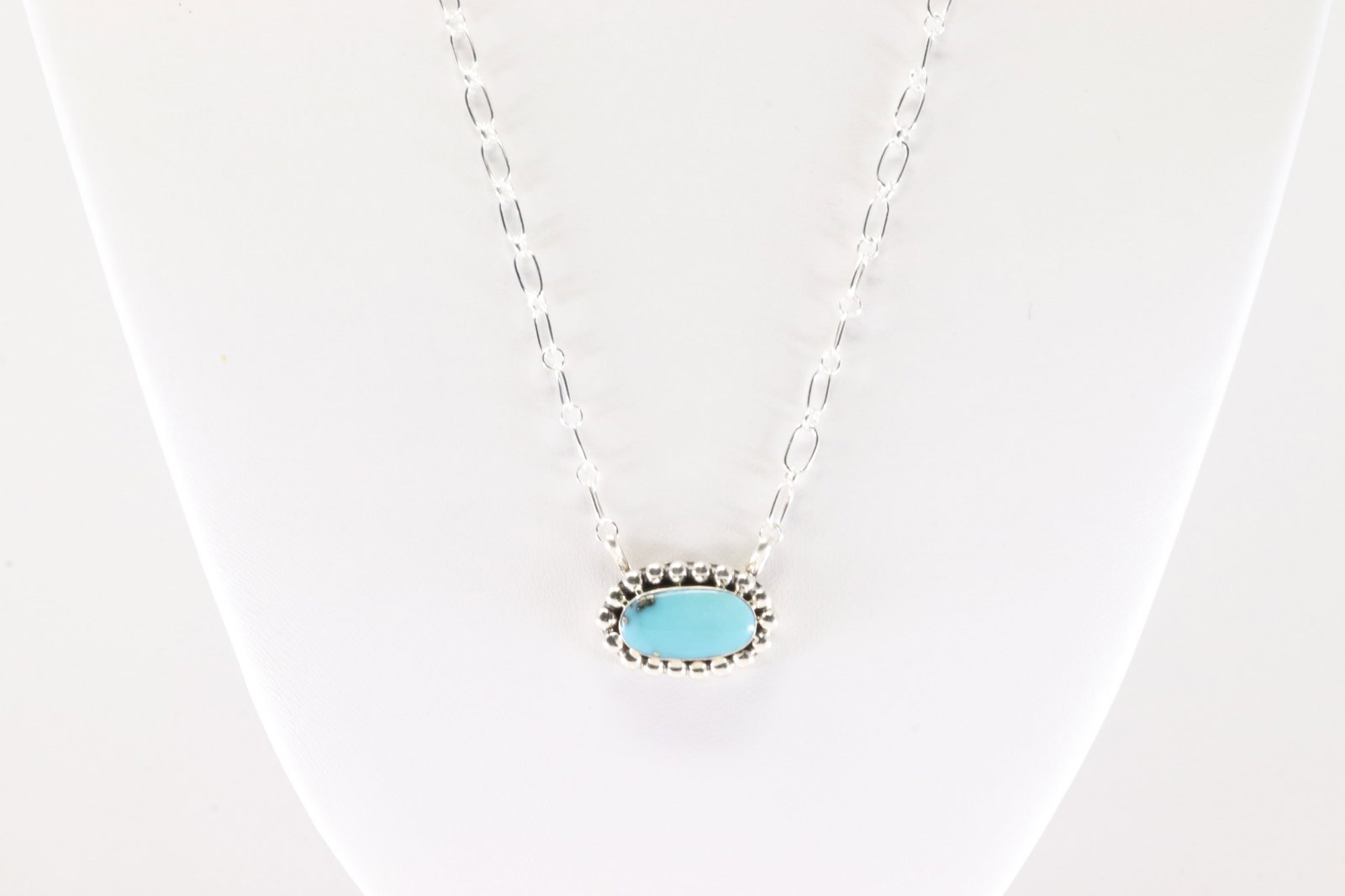 Native America Navajo Sterling Silver Turquoise Necklace By Sadie Jim.: This is a Native America Navajo Sterling Silver Turquoise Necklace By Sadie Jim. Necklace length: 20.00"