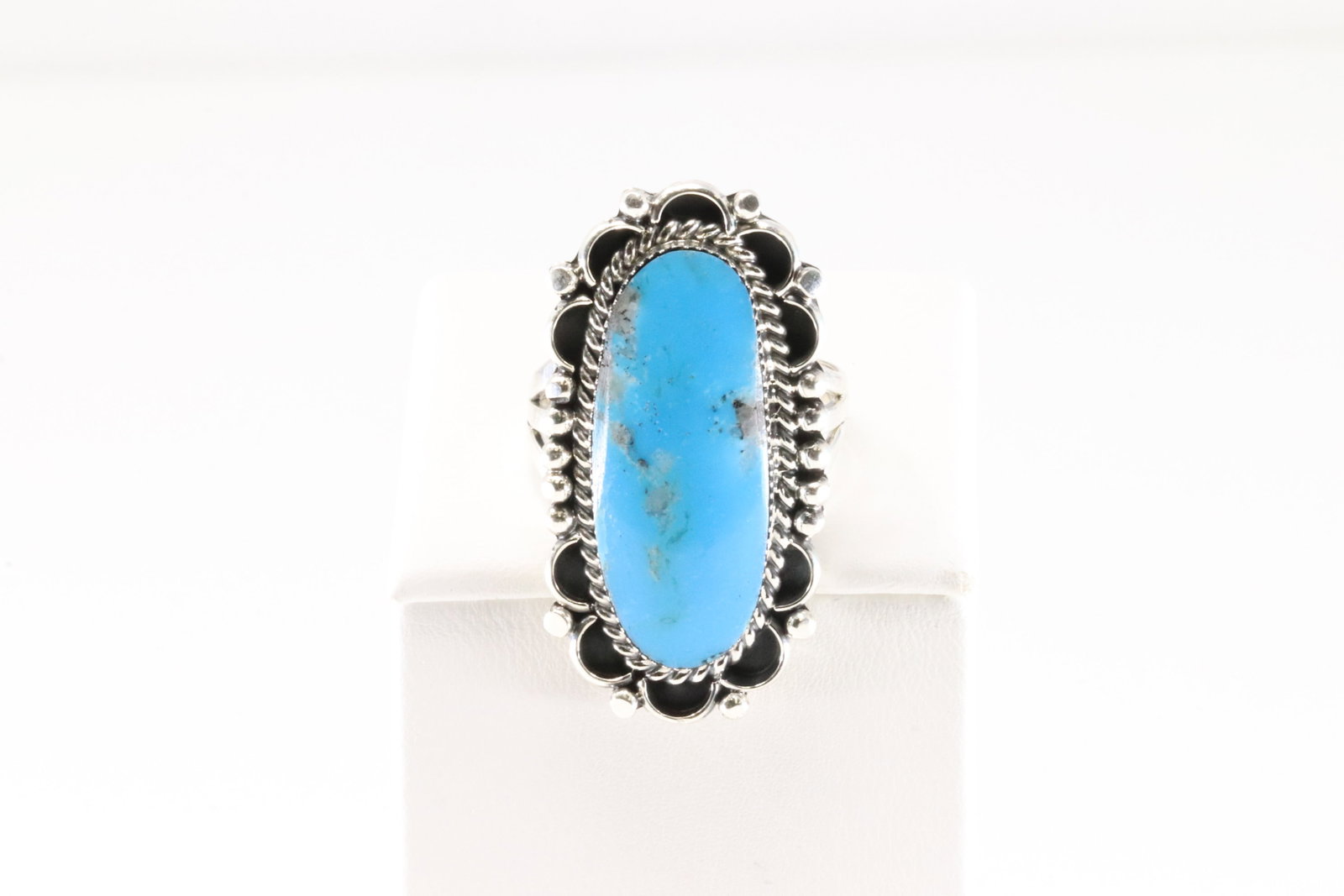 Native America Navajo Sterling Silver Turquoise Ring By Sadie Jim.: This is Native America Navajo Sterling Silver Turquoise Ring By Sadie Jim. Ring size: 9.50.