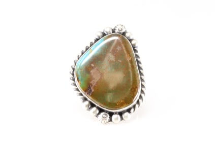 Native America Navajo Sterling Silver Royston Turquoise Ring By Augustine Largo.
