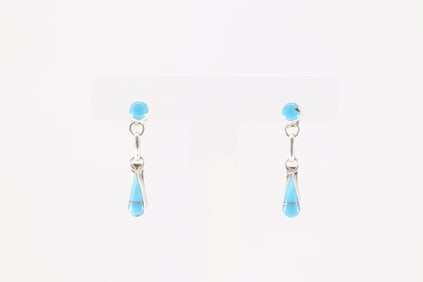 Native America Zuni Sterling Silver Turquoise Post / Dangling Earring's.