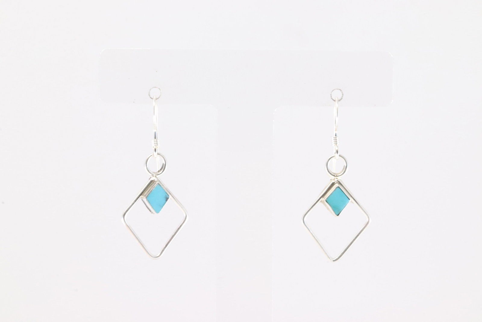 Native America Zuni Sterling Silver Turquoise Dangling Earring's By Swain Charlie.: This is a Native America Zuni Sterling Silver Turquoise Dangling Earring's By Swain Charlie.