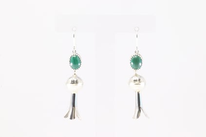 Native America Navajo Sterling Silver Turquoise Blossom Dangling Earring's By Emily Tsosie.