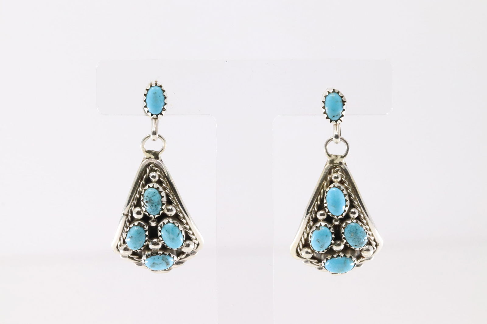 Native America Navajo Sterling Silver Turquoise Post Earring's By Melvin Chee. (1 of 4)