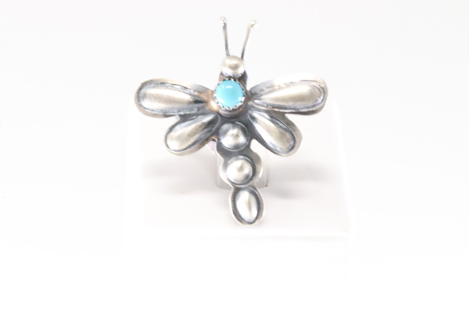 Native America Navajo Sterling Silver Turquoise Dragonfly Ring By T.Yazzie. (1 of 4)