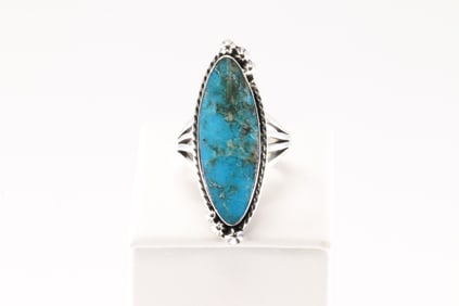 Native America Navajo Sterling Silver Turquoise Ring By Sonyei Coho.