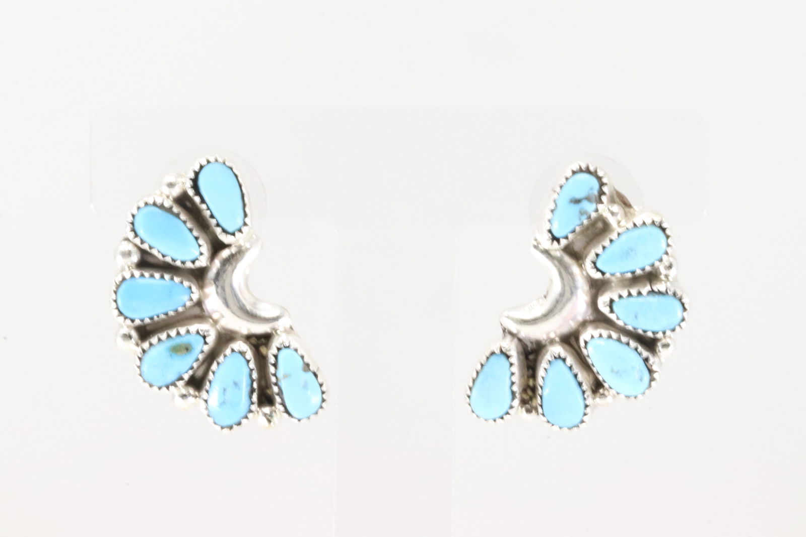 Native America Navajo Sterling Silver Turquoise Post Earring's By Justina Wilson. (1 of 4)