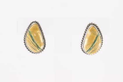 Native America Navajo Sterling Silver Boulder Turquoise Post Earring's By Irena Kee.