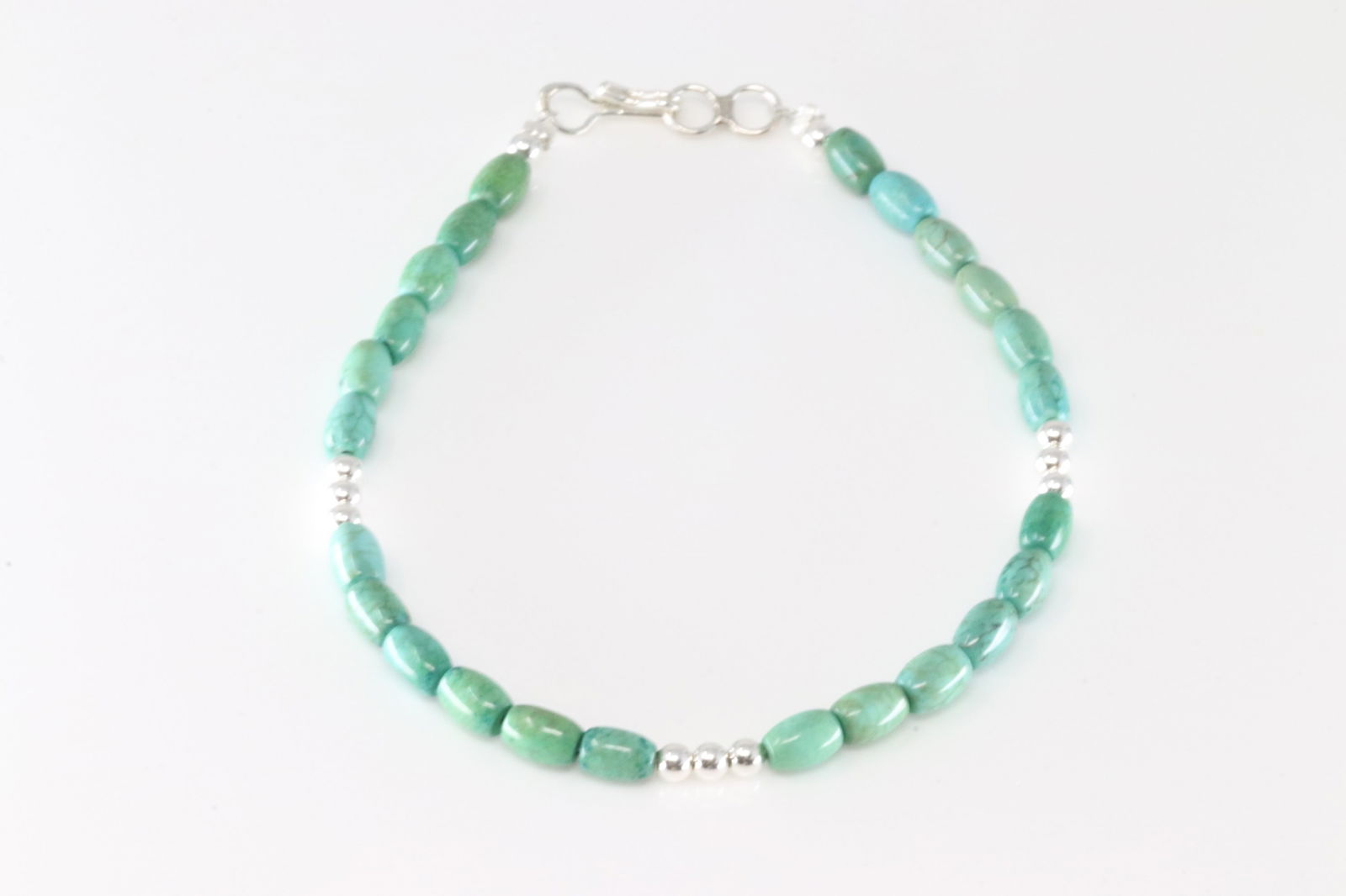 Native American Navajo Sterling Silver Beaded / Turquoise Bracelet Link.: This is a Native American Navajo Sterling Silver Beaded / Turquoise Bracelet Link. Bracelet length: 8.00"