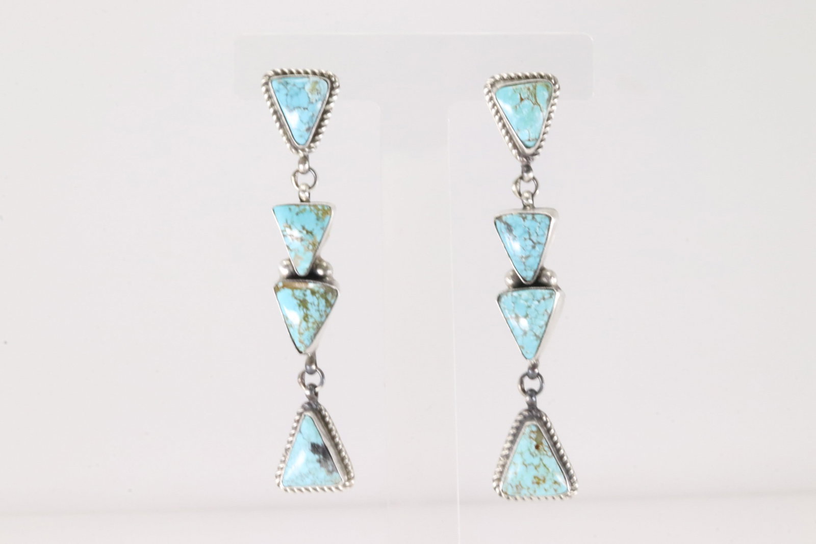 Native America Navajo Sterling Silver Turquoise Number 8 Post Dangling Earring's By Judith Dixon.: This is a Native America Navajo Sterling Silver Turquoise Number 8 Post Dangling Earring's By Judith Dixon.