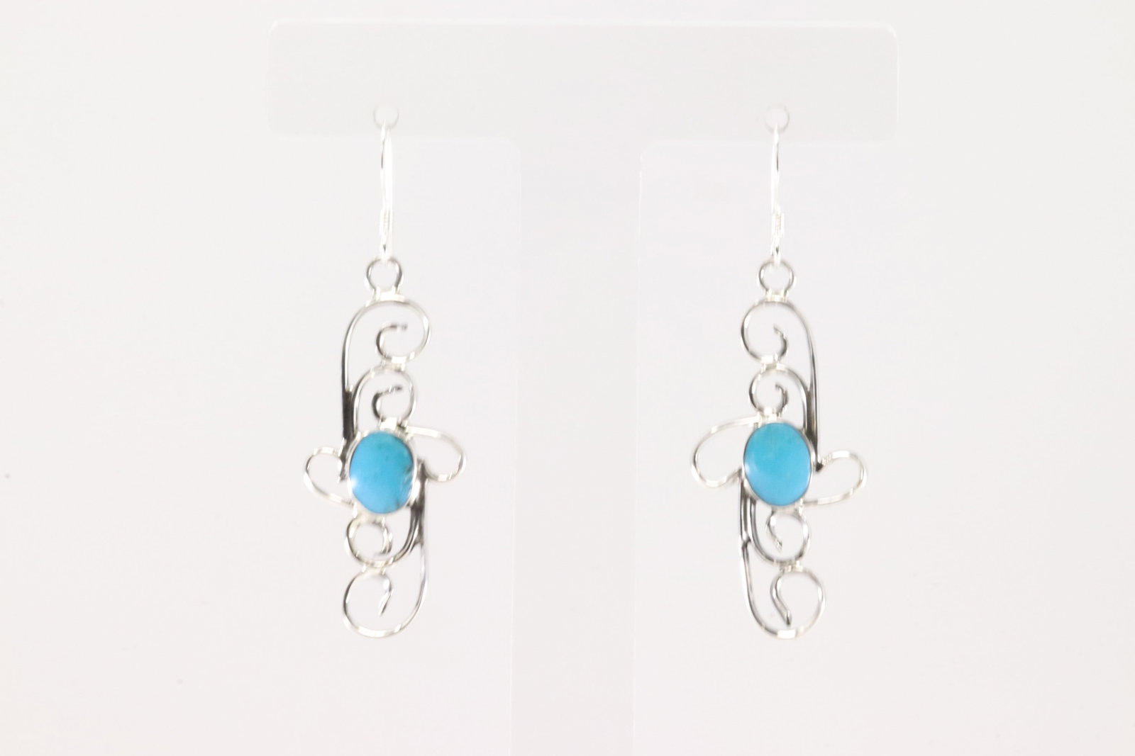 Native America Navajo Sterling Silver Turquoise Dangling Earring's By Sheena Jack.: This is a Native America Navajo Sterling Silver Turquoise Dangling Earring's By Sheena Jack.