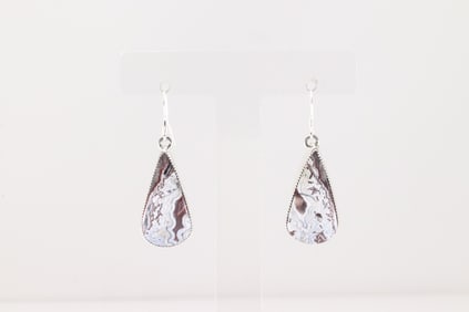 Native America Navajo Sterling Silver White Buffalo Dangling Earring's By Alice Johnson.