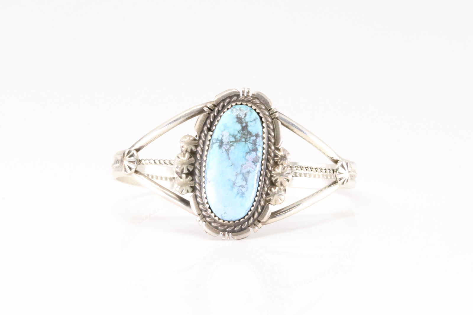 Native America Navajo Sterling Silver Kingman Turquoise Bracelet Cuff By Jason Bahe. (1 of 4)