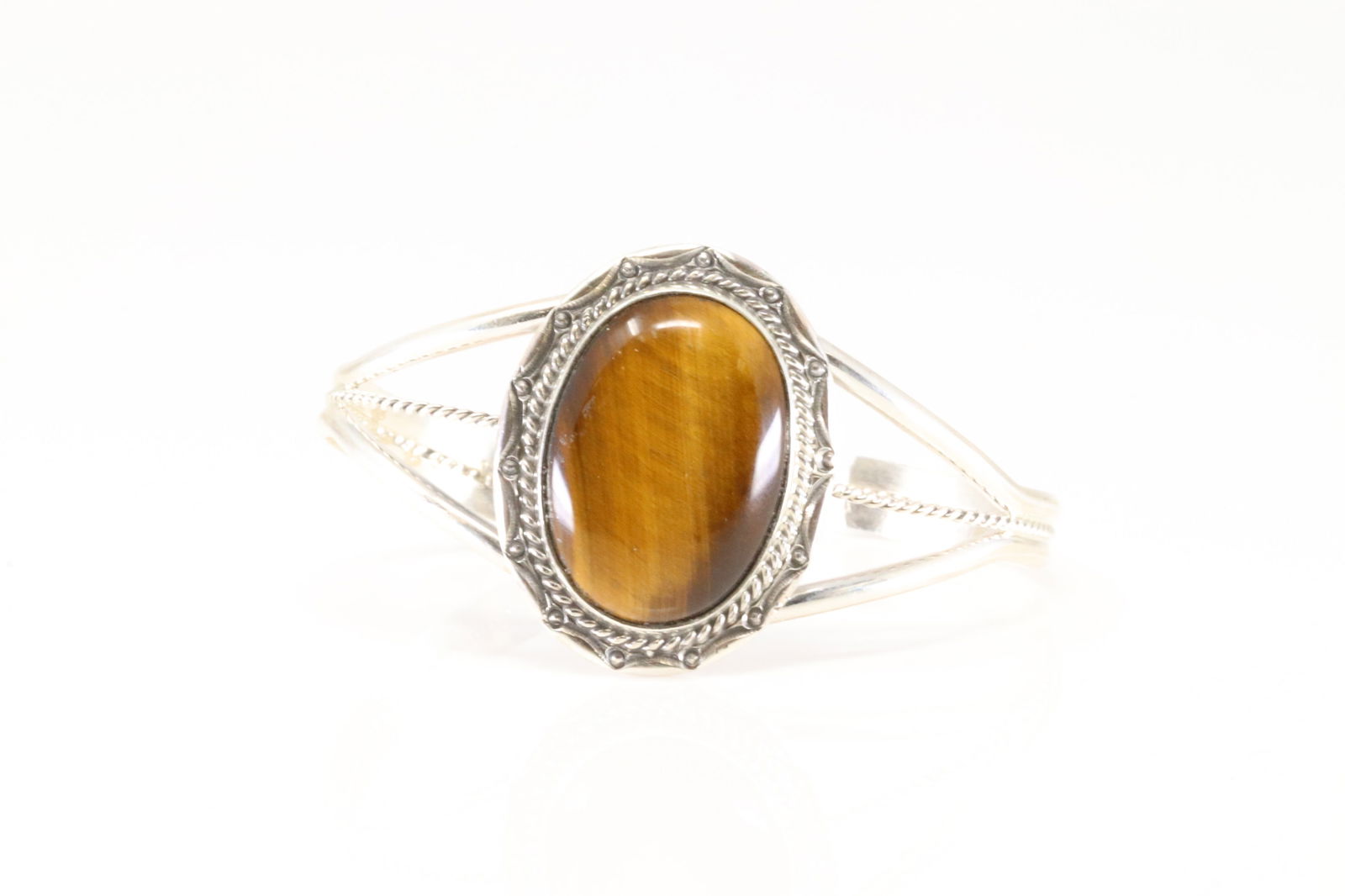 Native America Navajo Sterling Silver Tiger Eye Bracelet Cuff By Reene Yazzie. (1 of 4)
