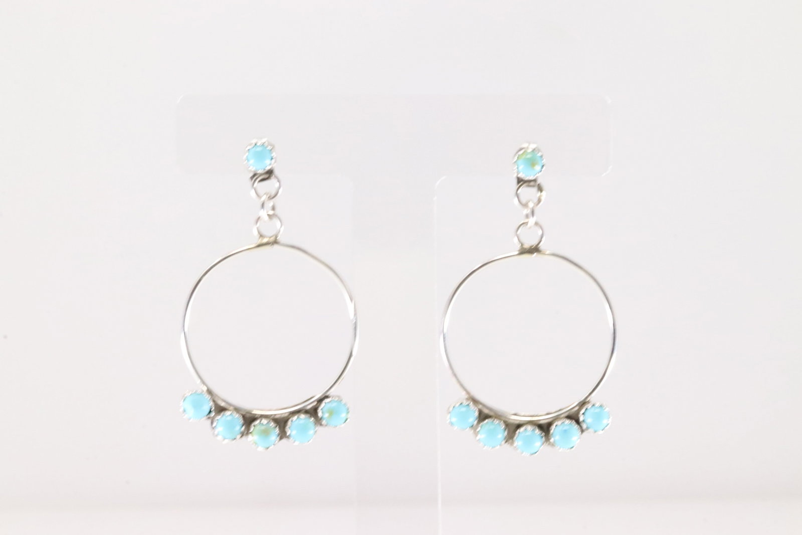 Native America Navajo Sterling Silver Kingman Turquoise Post / Dangling Earring's By Sylvya Chee.: This is a Native America Navajo Sterling Silver Kingman Turquoise Post / Dangling Earring's By Sylvya Chee.