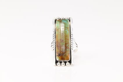 Native America Navajo Sterling Silver Turquoise Ring By Phyllis A. Smith.
