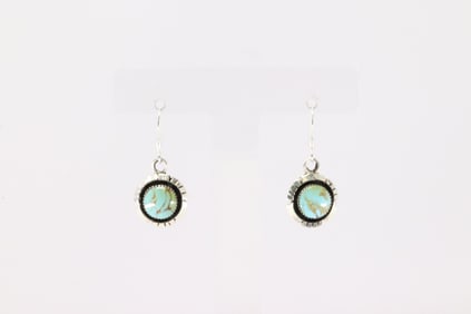 Native America Navajo Sterling Silver Turquoise Dangling Earring's By Amos Begay.