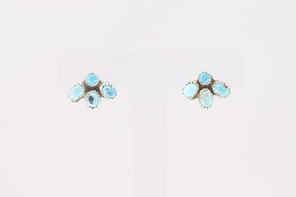 Native America Navajo Sterling Silver Turquoise Post Earring's By Sylvia Chee.