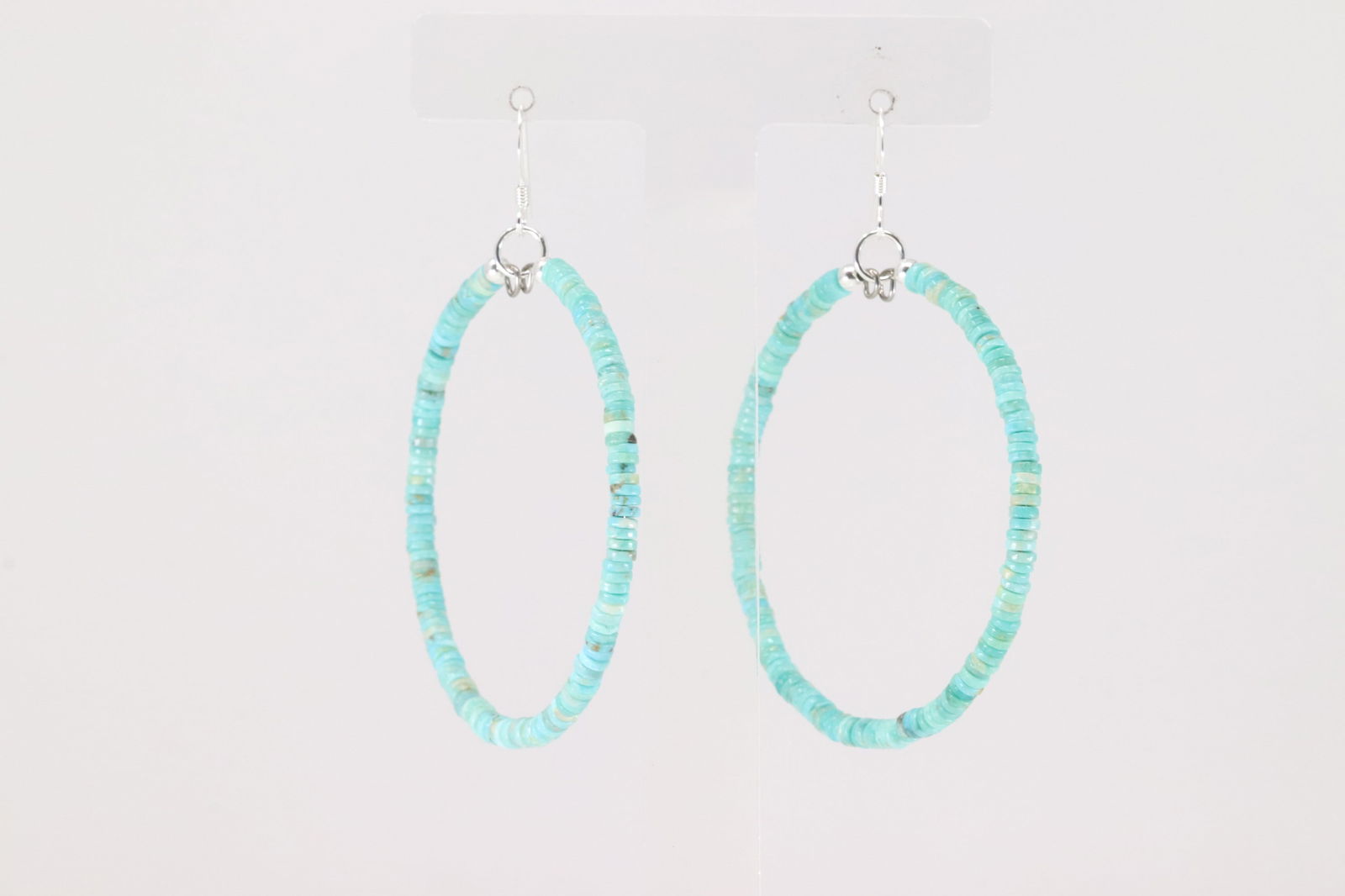 Native America Navajo Sterling Silver Turquoise Hoop Dangling Earring's. (1 of 3)