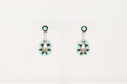 Native America Zuni Sterling Silver Turquoise Post / Dangling Earring's By Lynette Laate.