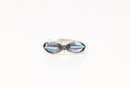 Native America Zuni Sterling Silver Turquoise Ring By Fernando Othole.