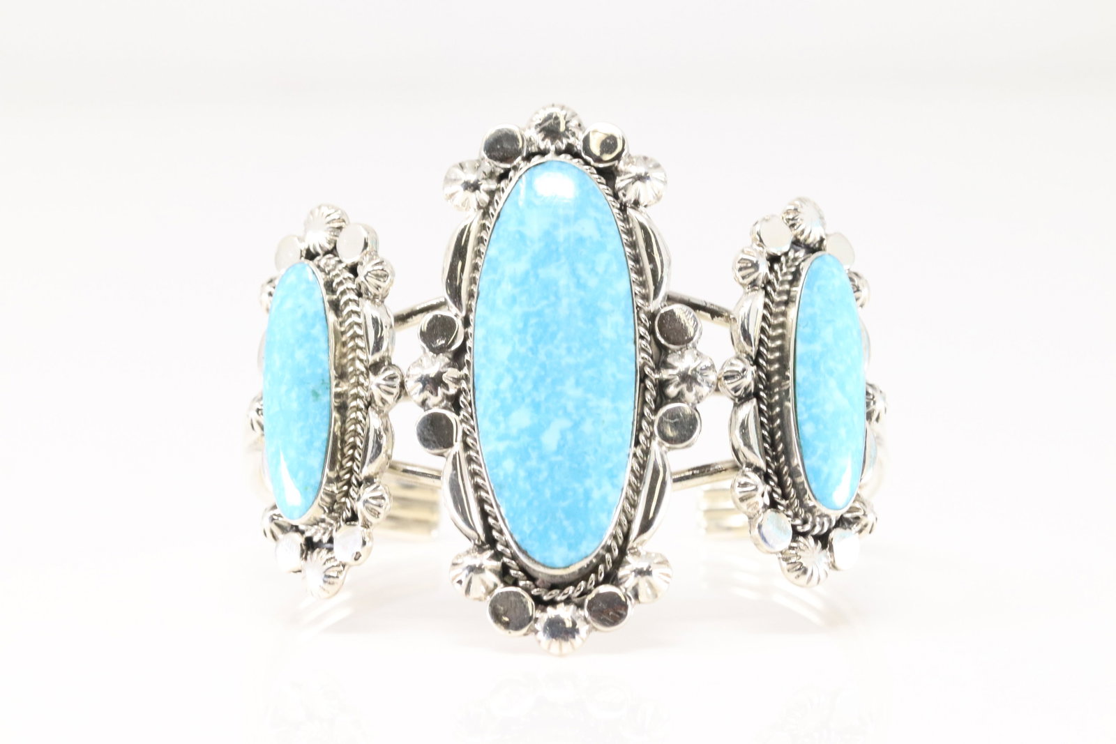 Native America Navajo Sterling Silver Turquoise Bracelet Cuff By Loretta Delgarito.: This is a Native America Navajo Sterling Silver Turquoise Bracelet Cuff By Loretta Delgarito.