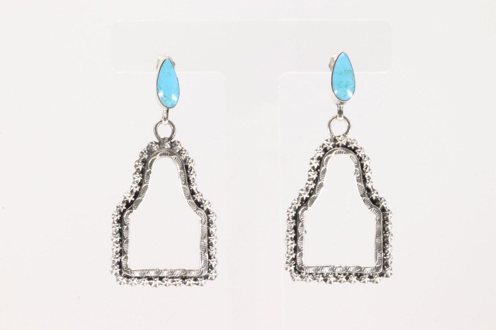 Native America Navajo Sterling Silver Turquoise Post / Dangling Earring's By Sadie Jim.: This is a Native America Navajo Sterling Silver Turquoise Post / Dangling Earring's By Sadie Jim.