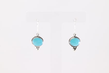 Native America Navajo Sterling Silver Turquoise Dangling Earring's By Sharon McCarthy.