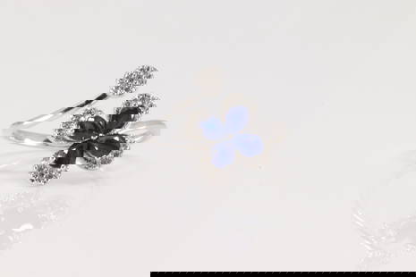 Sapphire & Diamond Ring 14Kt.: Ladies 14Kt White Gold Sappire & Diamond Ring. This Elegant Ring has Flower Design with Blue Sapphires and 27 Sparkling Diamodns. Diamonds weight: 0.14ctw. Sapphires weight: 0.70ctw. Ring size: 7.25.