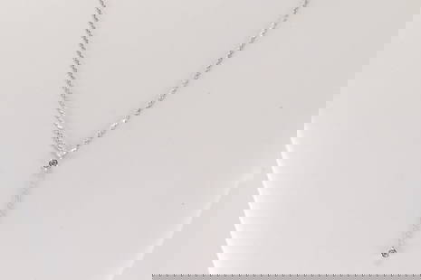 Diamond By Yard Necklace 14Kt.: Ladies 14Kt White Gold Diamond By Yard Necklace. This Charming Necklace has 2 Sparkling Diamonds. Diamonds weight: 0.06ctw. Necklace length: 18.00" Adjustable.