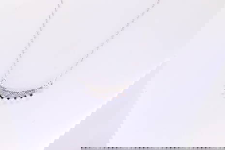 Ruby & Diamond Necklace 14Kt.: Ladies 14Kt White Gold Ruby & Diamond Necklace. Necklace Pendant with 7 Ruby's & 20 round Diamonds. Diamonds weight: 0.21ctw. Ruby's weight: 0.22 ctw. Necklace length: 16.00" Adjustable. Total