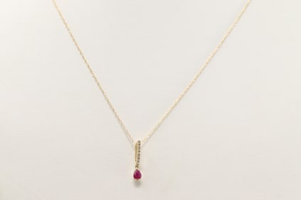 Ruby & Diamond Pendant & Necklace 14Kt.