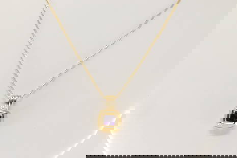 Amethyst Pendant / Necklace 14Kt.: 14Kt Yellow Gold Amethyst Pendant & Necklace. This Beautifull Pendant has Cut Purple Amethyst with A 14K Necklace. Necklace length: 24.00" Total weight: 6.90 Grams.