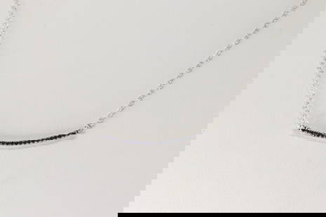 Sapphire Necklace 14Kt.: Ladies 14Kt White Gold Sapphire Necklace. This Elegant Necklace has 25 round Sapphires. Sapphires weight: 0.20ctw. Necklace length: 18.00"