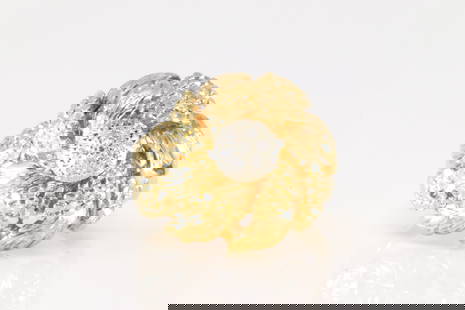 Elegant Diamond Ring 18Kt.: Elegant 18Kt Yellow Gold Diamond Ring. This elegant ring has leaf design cocktail of 7 round diamond. Diamonds weight approx: 0.30ctw. Ring size: 7.50. Total weight: 11.40 Grams.