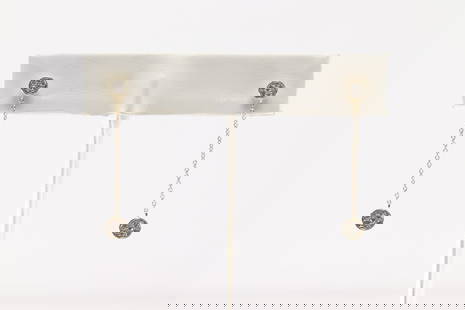 Diamond Stud / Dangling Earring 14Kt.: Ladies 14Kt Yellow Gold Diamond Stud & Dangling Earring. This Charming Stud & Dangling Earring's has 28 Sparkling Diamonds. Diamodns weight: 0.15ctw.