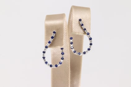 Sapphire & Diamond Stud Earring 14Kt.