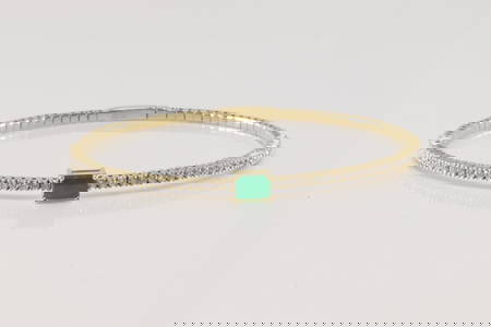 Emerald & Diamond Bangle Bracelet 14Kt.
