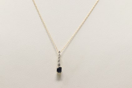 Sapphire & Diamond Pendant / Necklace 14Kt.