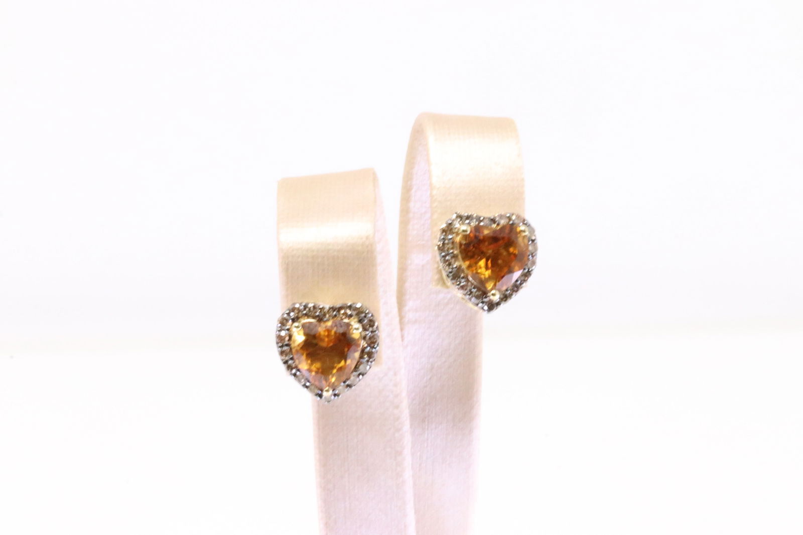 Citrine & Diamond Heart Stud Earring 10Kt. (1 of 4)