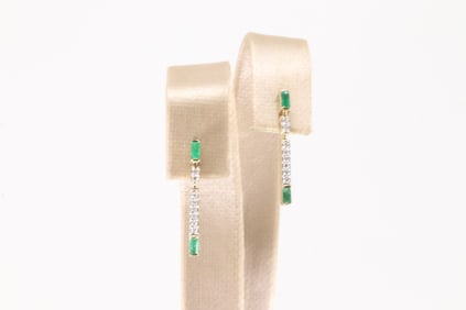 Emerald & Diamond Stud Earring 14Kt.