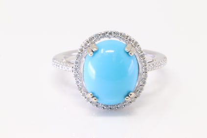 Turquoise & Diamond Ring 14Kt.