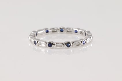 Eternity Sapphire & Diamond Ring 14Kt.