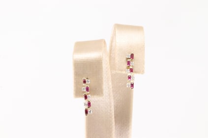 Ruby & Diamond Stud Earring 14Kt.