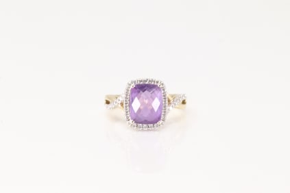 Amethyst & Diamond Ring 14Kt.
