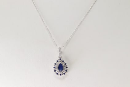 Sapphire & Diamond Pendant / Necklace 14Kt.