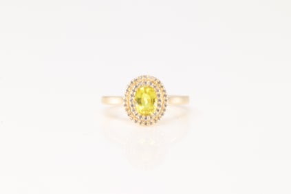 Citrine & Diamond Ring 14Kt.